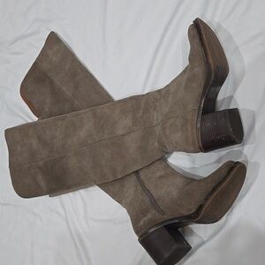 Lucky Brand Women's Ratann Riding Boots Taupe Light Tan Suede Size 7